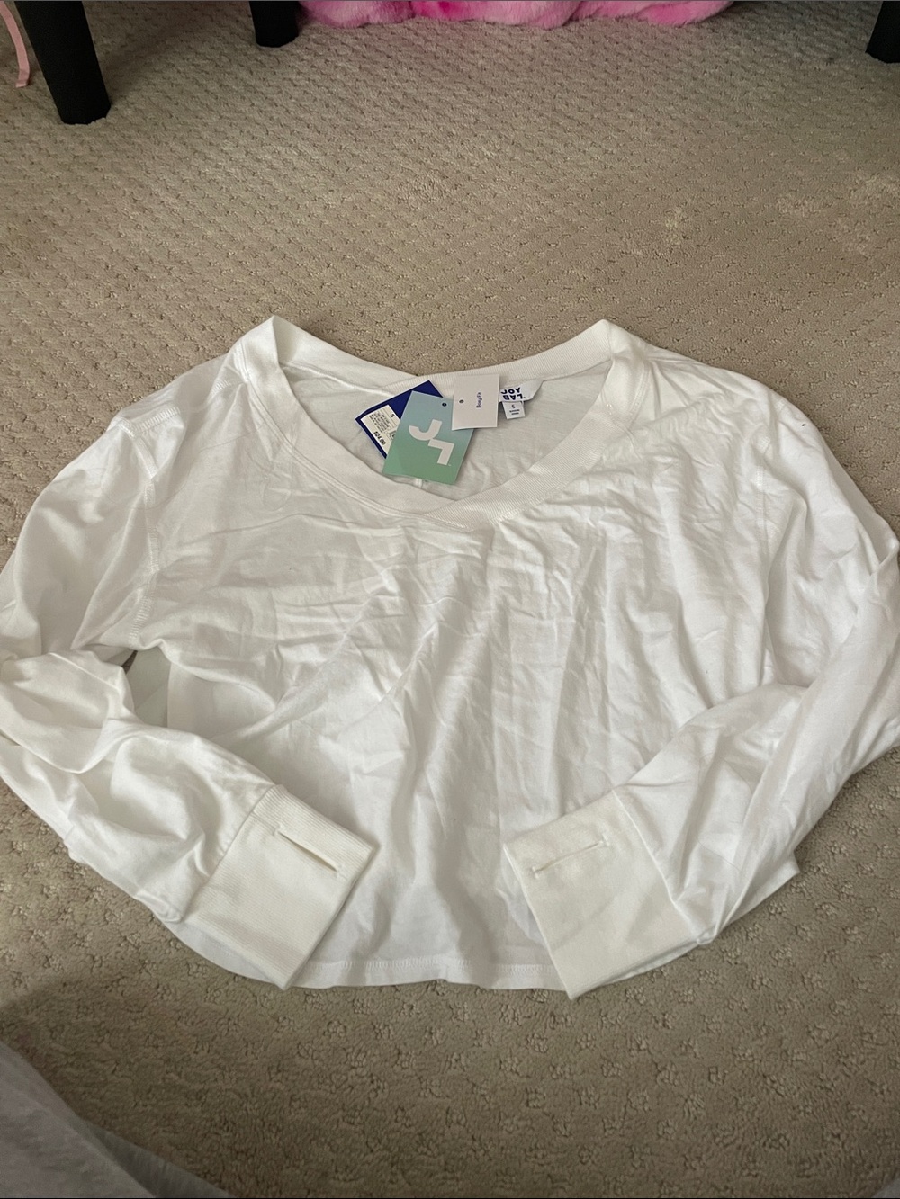 JoyLab White Scoop-Neck Long Sleeve Tee